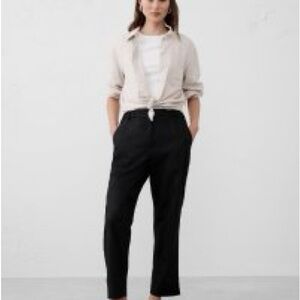 Tapered Linen-Blend Pull-On Pant - BLACK